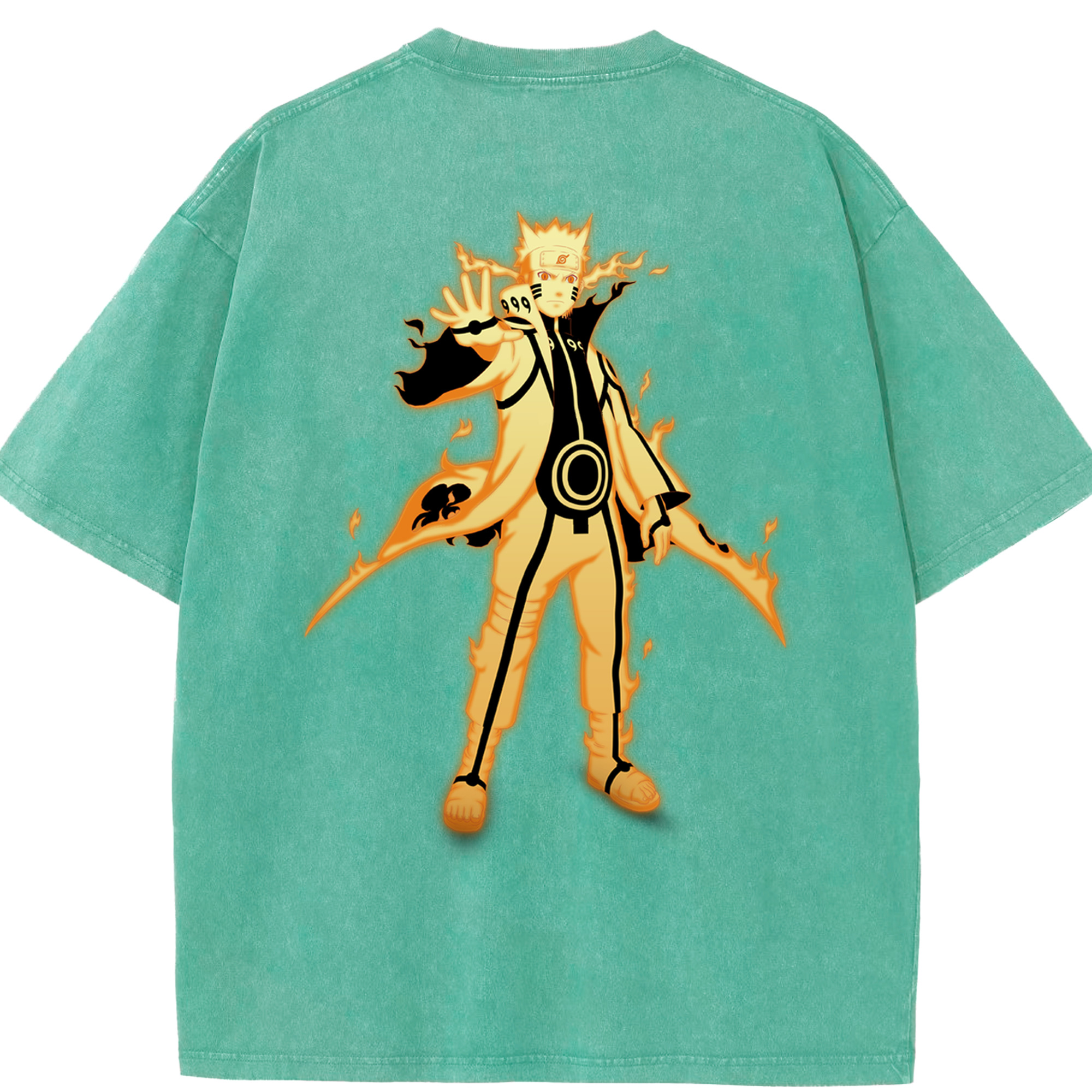 （画像用） NARUTO -ナルト- うずまき ナルト Uzumaki Naruto 綿100% ヴィンテージ風 半袖Tシャツ（背面プリント）